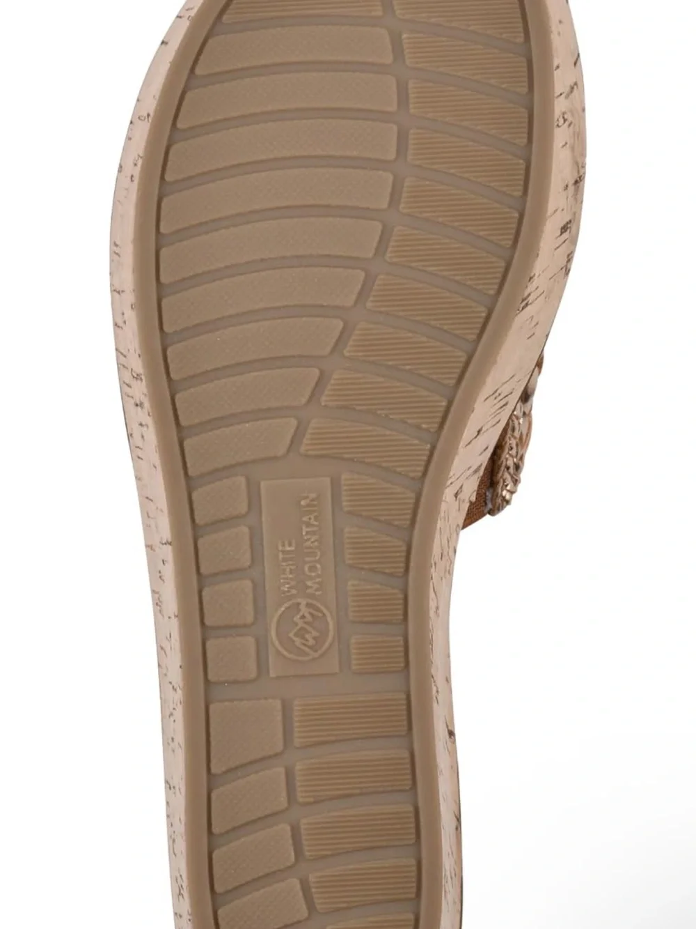 White Mountain Woven Metallic Cork Wedge Slide - Rose Gold